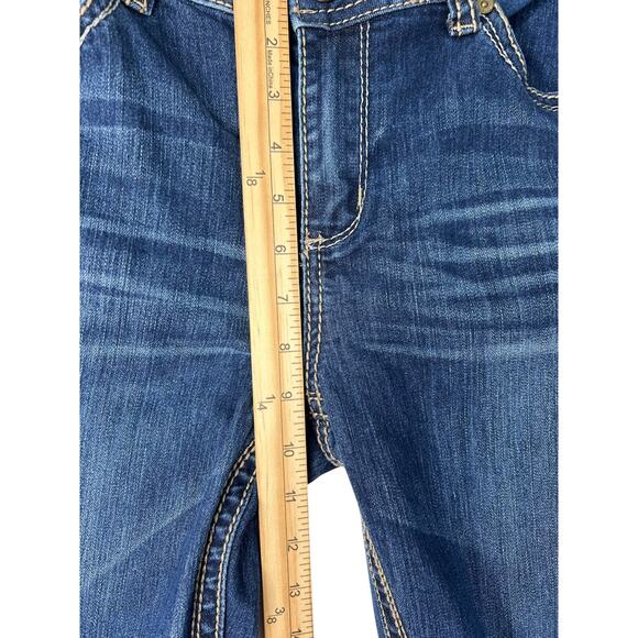 Seven7 Jeans Womens 14 Blue Bootcut Thick Stitch Embroidered Flap Pockets Denim - Picture 13 of 16